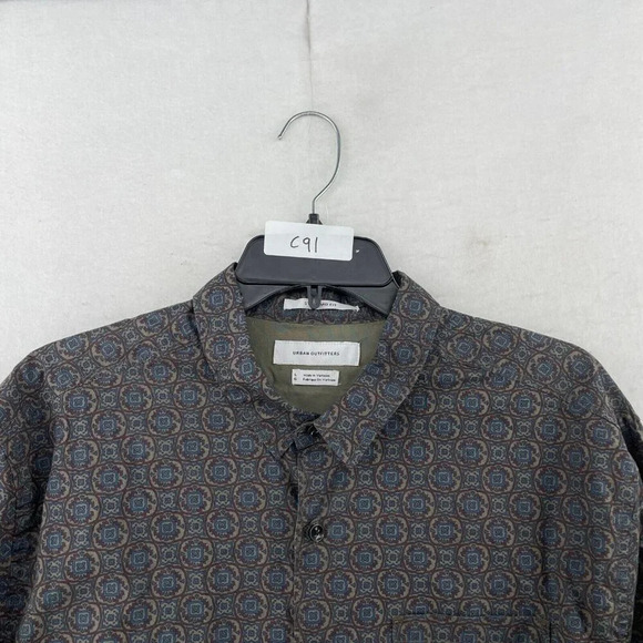 Urban Outfitters Button Up Men's L Brown Mix Paterned Long Sleeve Standard Fit - Picture 12 of 12